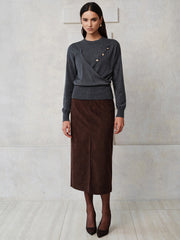 Top tricot drapé boutonné