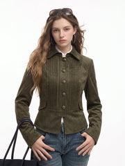 Veste aspect daim à plis