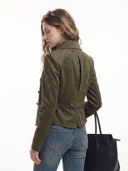 Veste aspect daim à plis