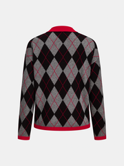 Pull col polo motif losanges