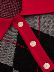 Pull col polo motif losanges