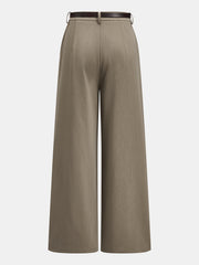 Pantalon jambe large couture ceinture taupe, pièce seule, vue de dos