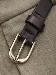 Pantalon jambe large couture ceinture taupe, détail de la ceinture