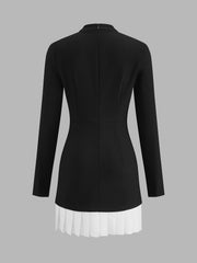 Robe ajustée col montant ourlet plissé