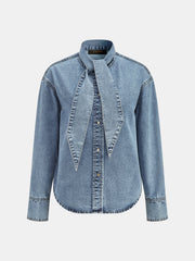 Chemise jean col lavallière