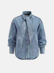 Chemise jean col lavallière