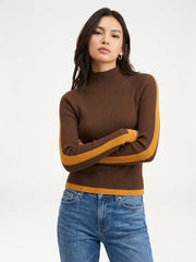 Pull col montant colorblock
