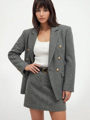 Blazer chevron croisé gris