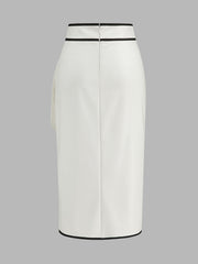 Jupe midi portefeuille simili cuir