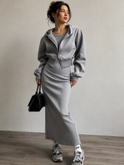 Sweat court gris à zip
