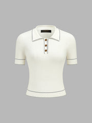Top polo manches courtes maille