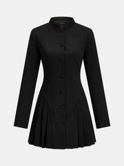 Robe mini col montant boutonnée plissée