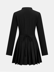 Robe mini col montant boutonnée plissée