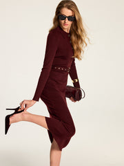 Robe longue ceinturée col polo