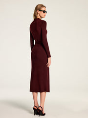 Robe longue ceinturée col polo