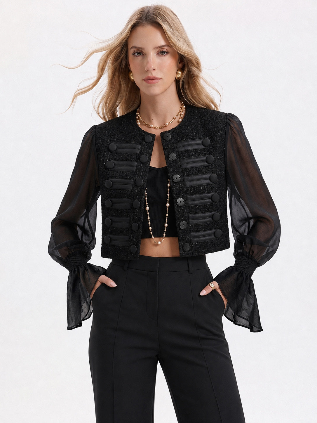 Veste noire napoléon manches voile