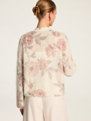 Cardigan motif rose mohair