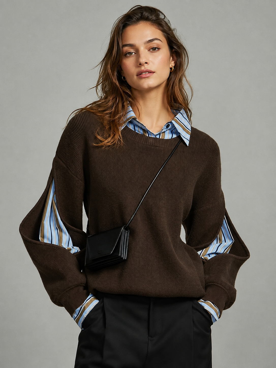 Pull côtelé découpes 2 en 1