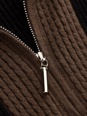 Polo demi-zip bicolore côtelé