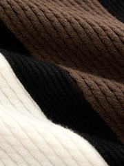 Polo demi-zip bicolore côtelé
