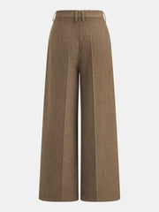 Pantalon tailleur plissé jambe large camel, pièce seule, vue de dos