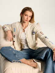 Cardigan motif jacquard