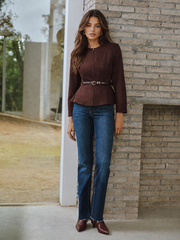 Veste daim zip à ceinture