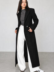 Manteau noir long à revers