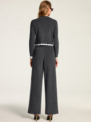 Pantalon maille à perles gris, vue portée de dos