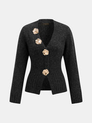 Cardigan bouton rose métal