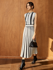 Ensemble jupe maxi rayée tricoté