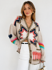 Cardigan oversize tricot khaki