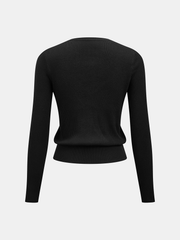 Cardigan maille côtelée applique fleurie