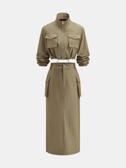 Ensemble veste courte jupe midi cargo