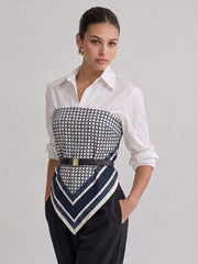 Chemise ceinturée ourlet foulard — vue portée de face, autre coloris