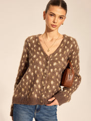 Cardigan col V tacheté