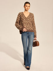 Cardigan col V tacheté