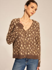 Cardigan col V tacheté