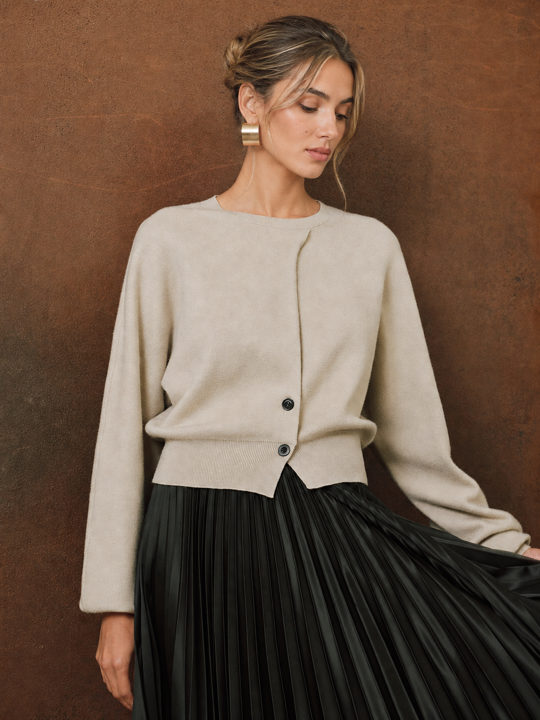 Pull boutonné manches longues
