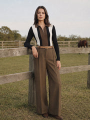 Polo demi-zip bicolore côtelé