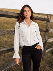 Chemise boutonnée poignets plissés