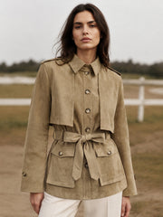 Trench utility aspect daim à ceinture