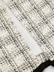 Jupe crayon carreaux tweed liseré contrasté