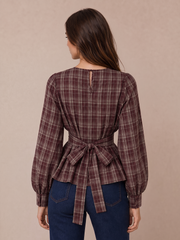 Top manches bouffantes à nouage au dos