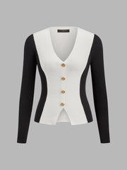 Cardigan bicolore col V