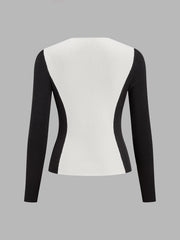 Cardigan bicolore col V