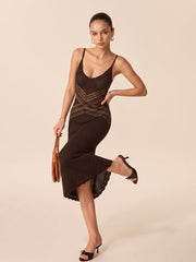 Robe longue fendue en maille