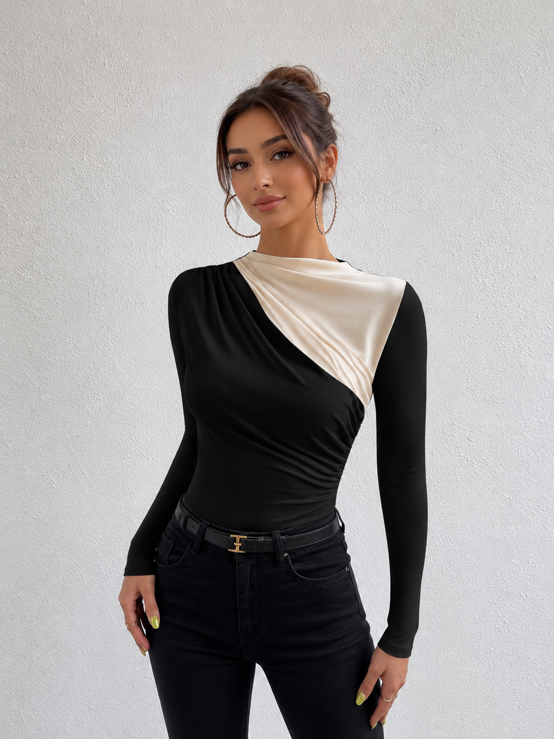 T-shirt color block manches longues