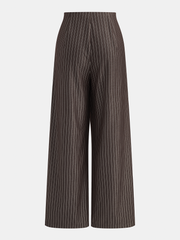 Pantalon rayé à taille torsadée brun, pièce seule, vue de face
