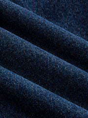 Jean large à boutons décalés bleu, détail